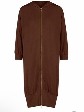Aleeza Paris Peru Zipper Dress Brown Zip-Front Hoodie Dress - Small NWT
